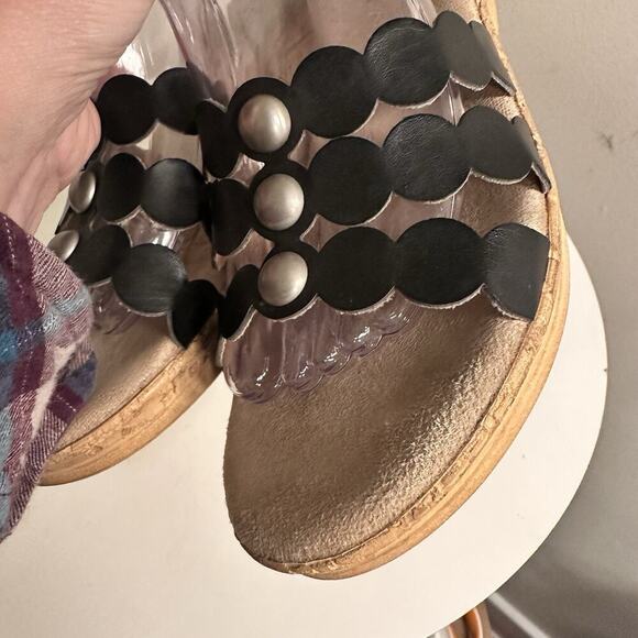 Tuscany Easy Street Black Cork Slip On Platform Wedges Slides Sandals 10M Boho - Picture 8 of 16